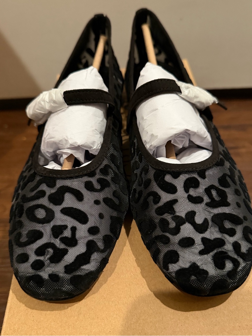 J. Crew- Black Velvet Leopard Mary Jane Flats- Women’s Size 9
